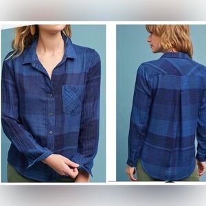 Anthropologie Cloth & Stone Plaid Button-Down Shirt - S